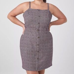 Lane Bryant Tweed Square-Neck Button-Front Sheath Dress Size 22/24 NWT